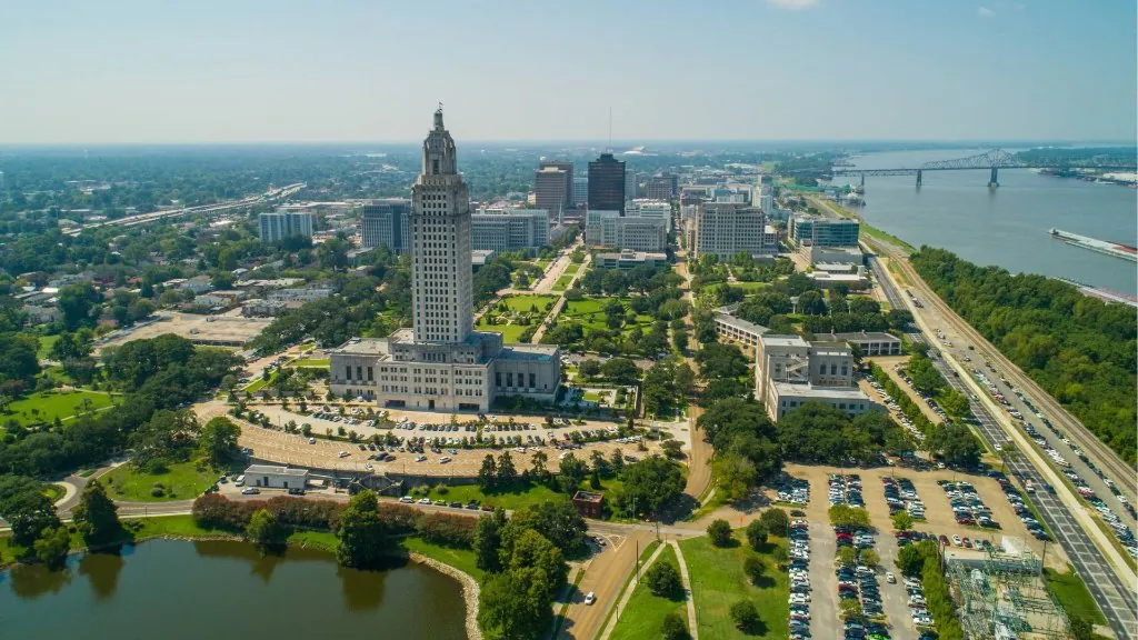 Baton Rouge Louisiana Capitol building and city skyline representing Rock Solid's service area