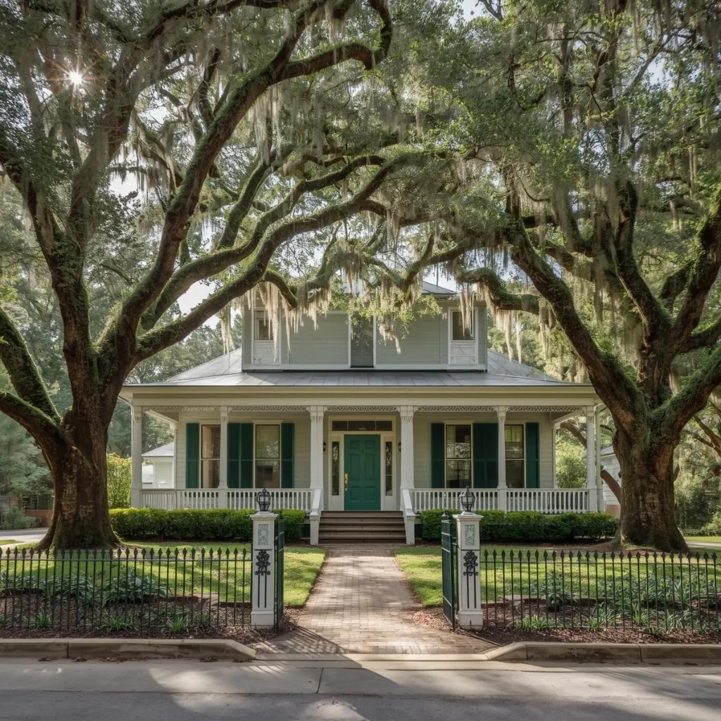 Louisiana home surrounded by mature trees